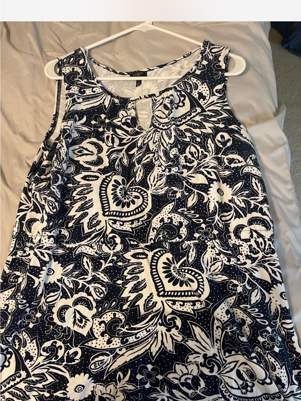 Talbots Navy and White Paisley Maxi Dress - Picture 2 of 4